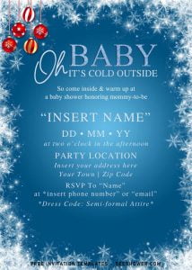 Free Winter Oh Baby Shower Invitation Templates For Word and has white snowflakes border