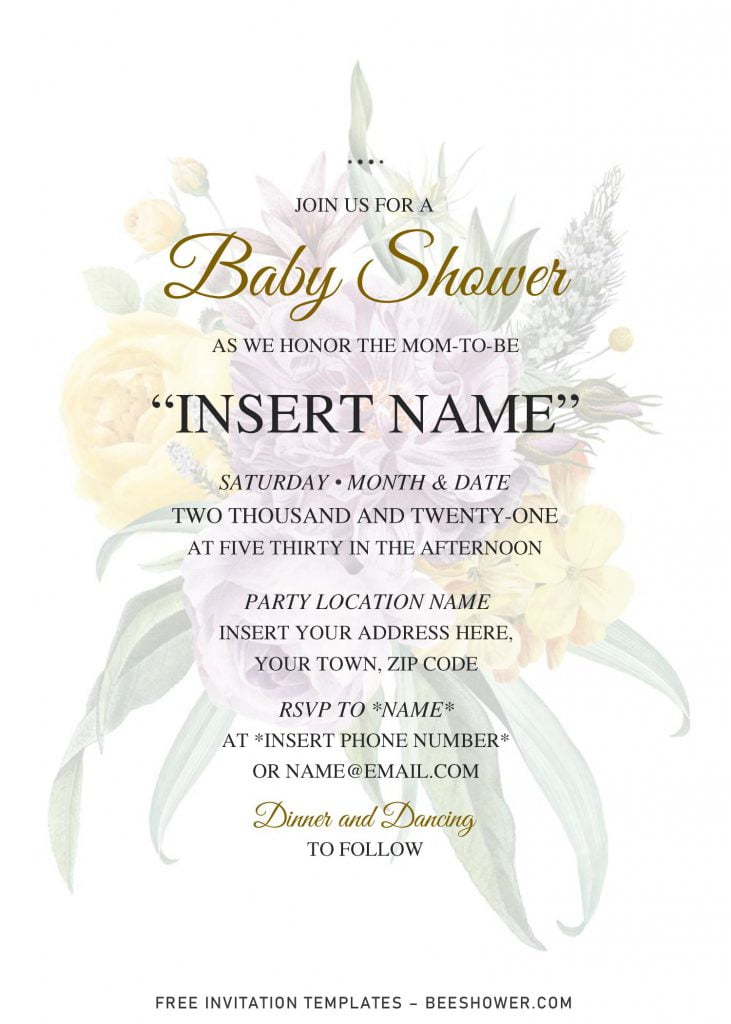 Free Vintage Floral Bouquet Baby Shower Invitation Templates For Word and has 