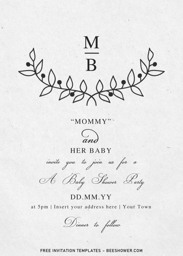 Free Floral Monogram Baby Shower Invitation Templates For Word and has floral crest