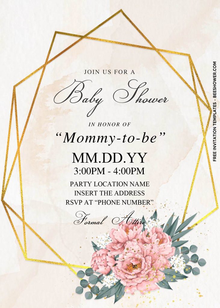Free Dusty Rose Baby Shower Invitation Templates For Word and has rustic background
