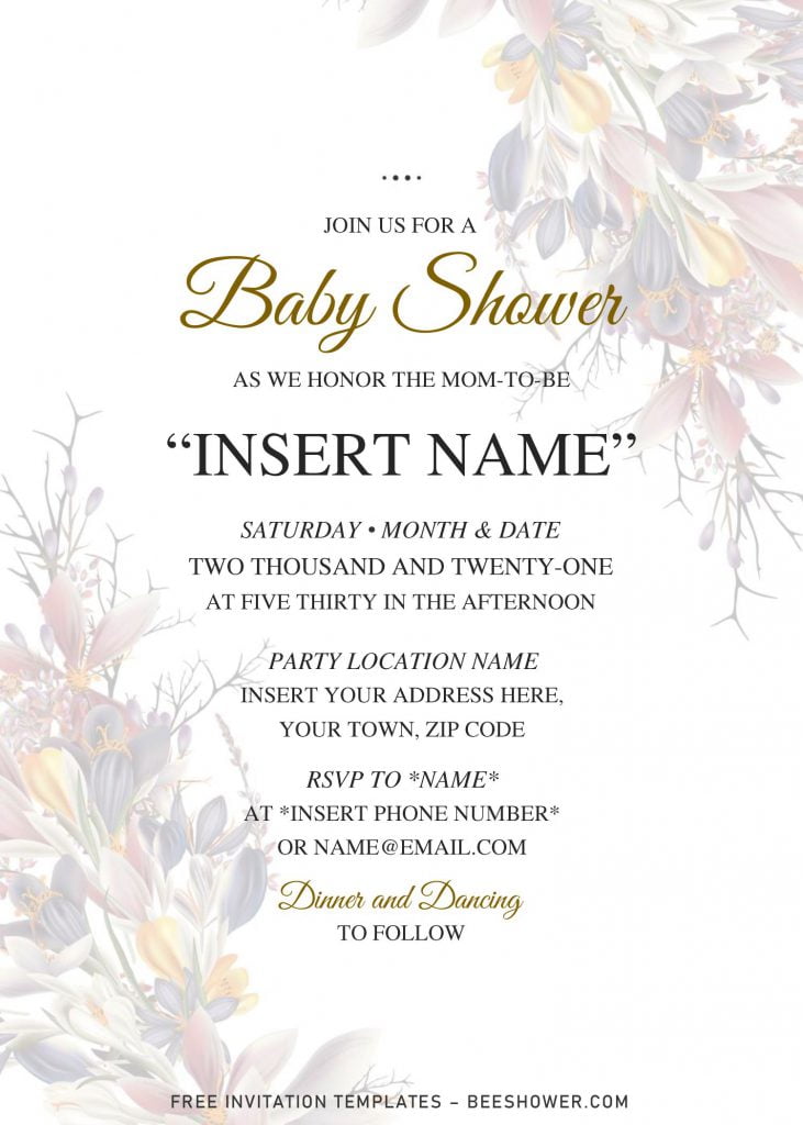Free Vintage Floral Bouquet Baby Shower Invitation Templates For Word and has portrait orientation