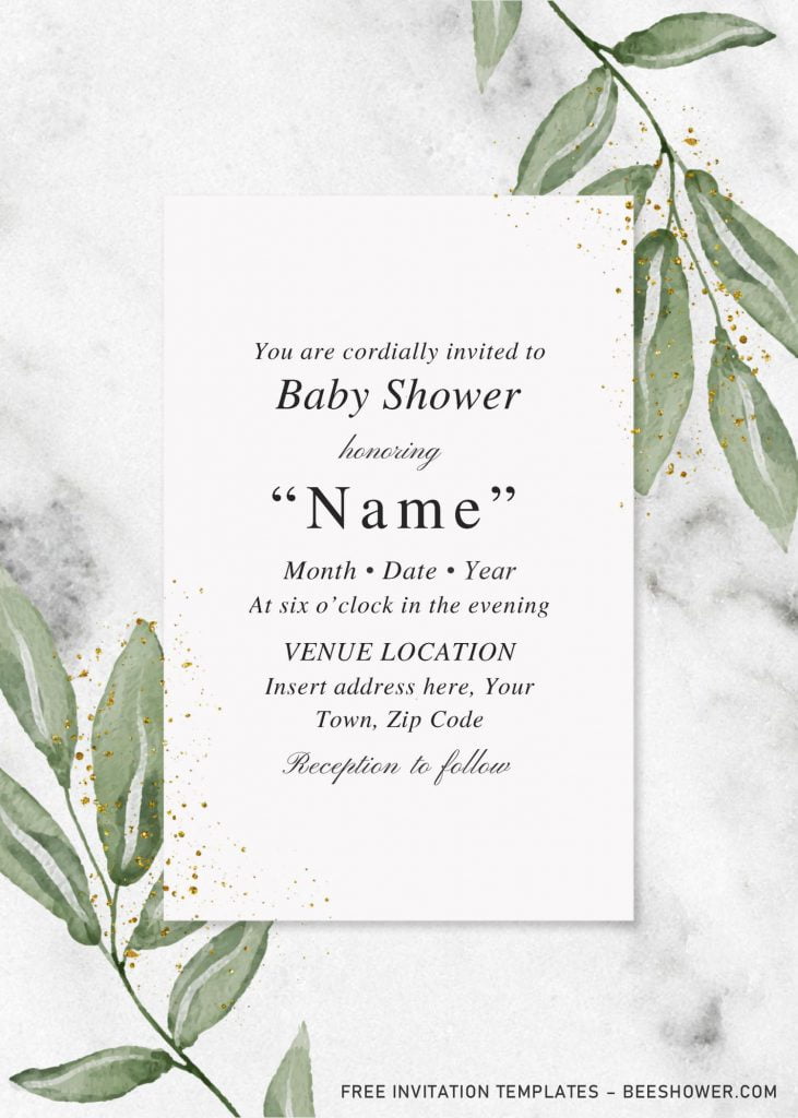 Free Botanical Leaves Baby Shower Invitation Templates For Word and has portrait design