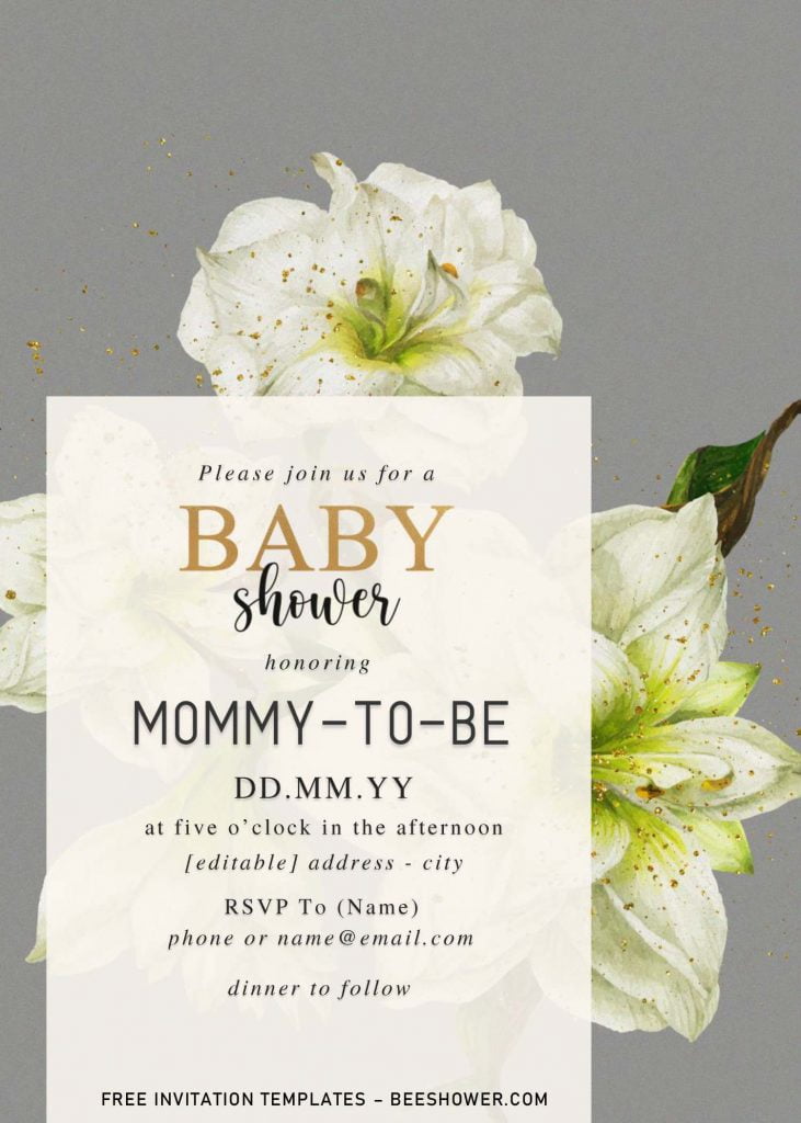Free Watercolor Lily Baby Shower Invitation Templates For Word and has watercolor floral