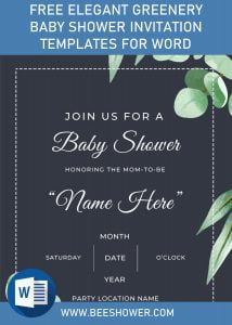 Free Elegant Greenery Baby Shower Invitation Templates For Word