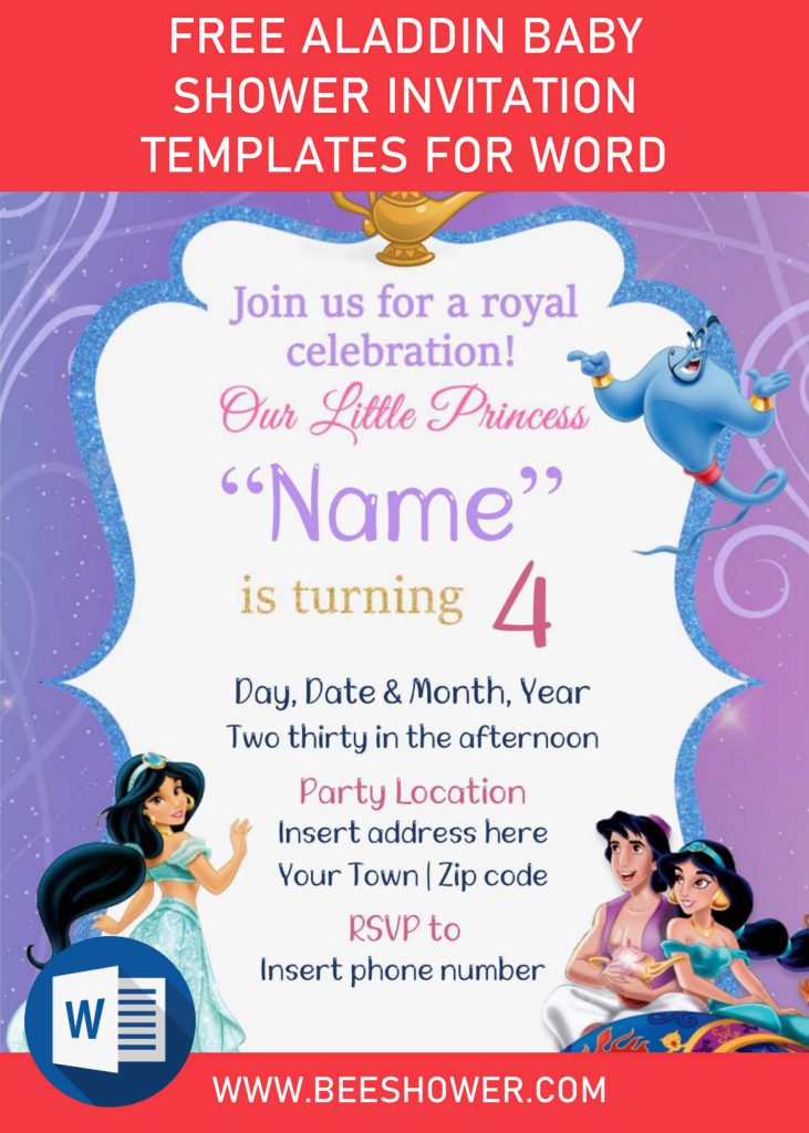 Free Aladdin Baby Shower Invitation Templates For Word