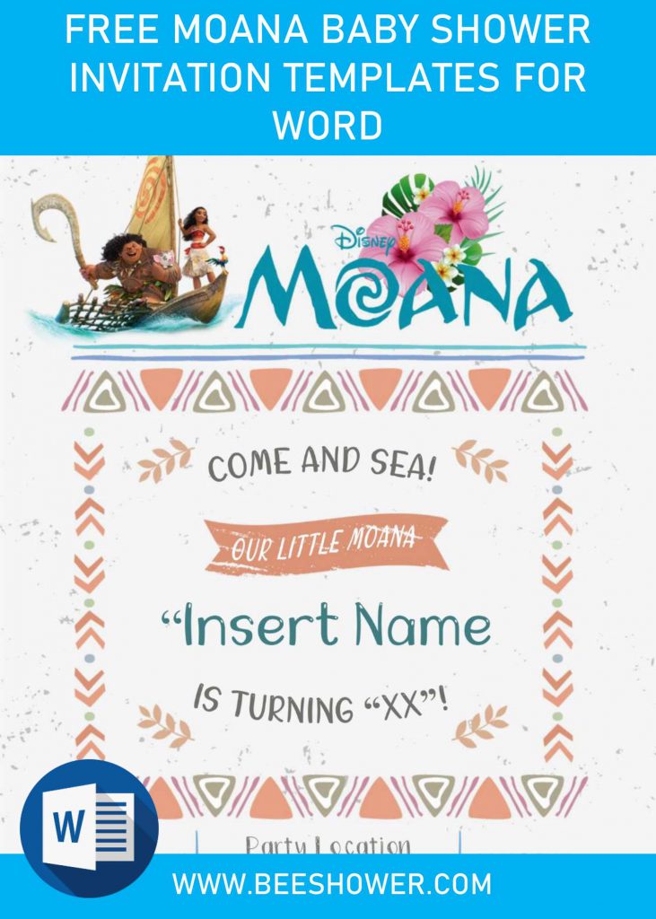 Free Moana Baby Shower Invitation Templates For Word