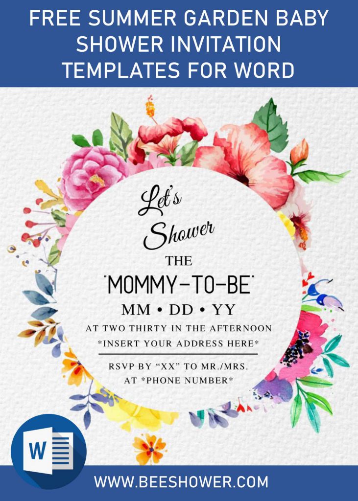 Free Summer Garden Baby Shower Invitation Templates For Word