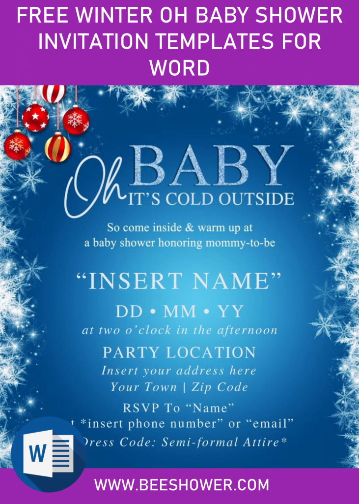 Free Winter Oh Baby Shower Invitation Templates For Word