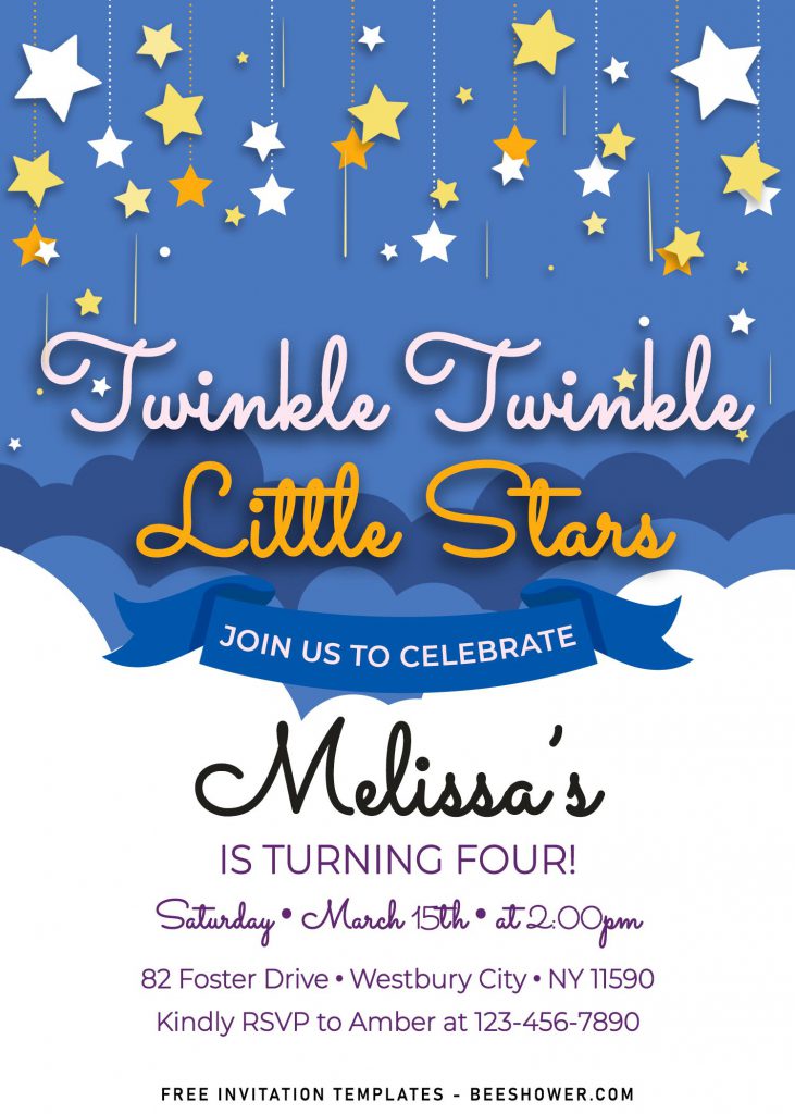 10+ Cute Twinkle Twinkle Little Stars Birthday Invitation Templates