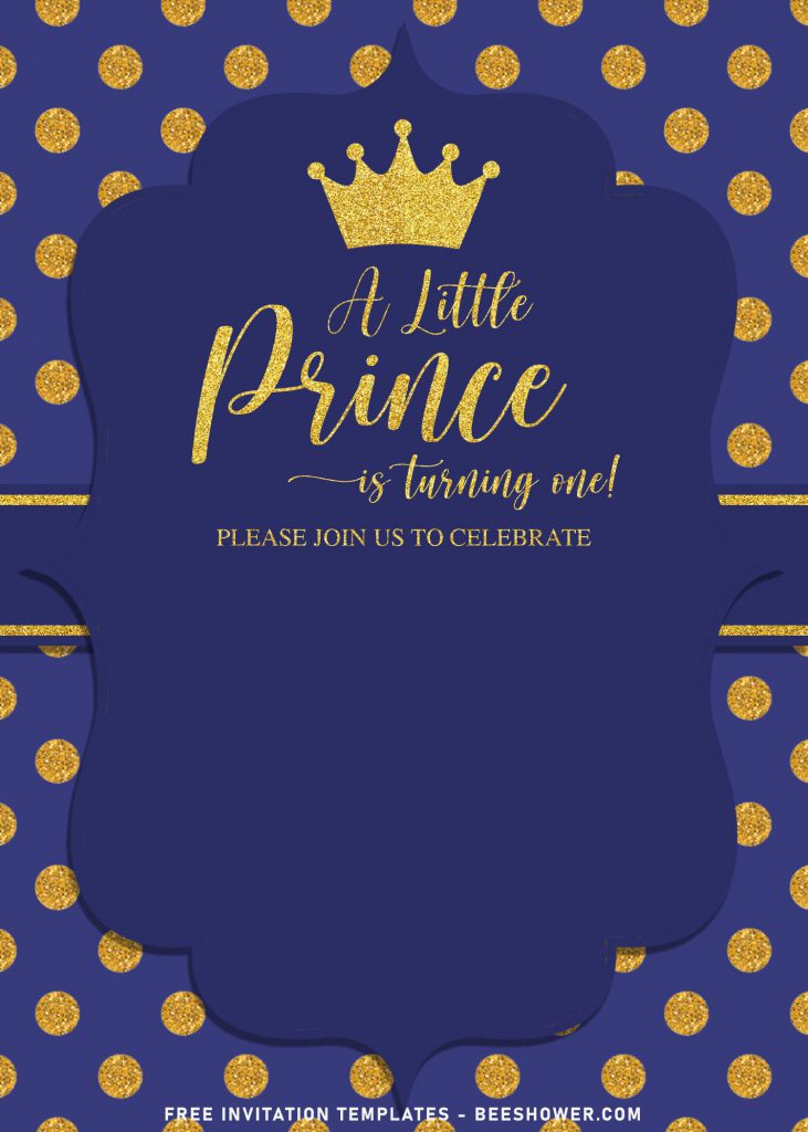 10+ Elegant Gold Glitter Prince Themed Birthday Invitation Templates For Your Kid's Birthday Party and has gold glitter text