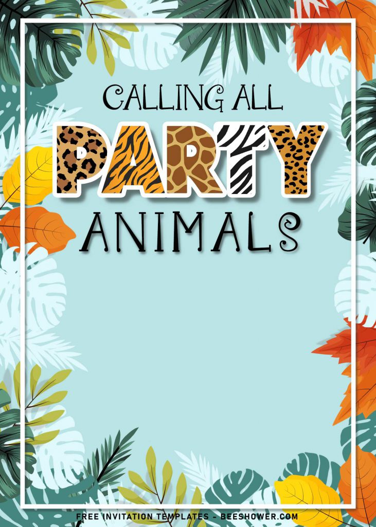 10+ Fun Calling All Party Animals Baby Shower Invitation Templates and has white border list