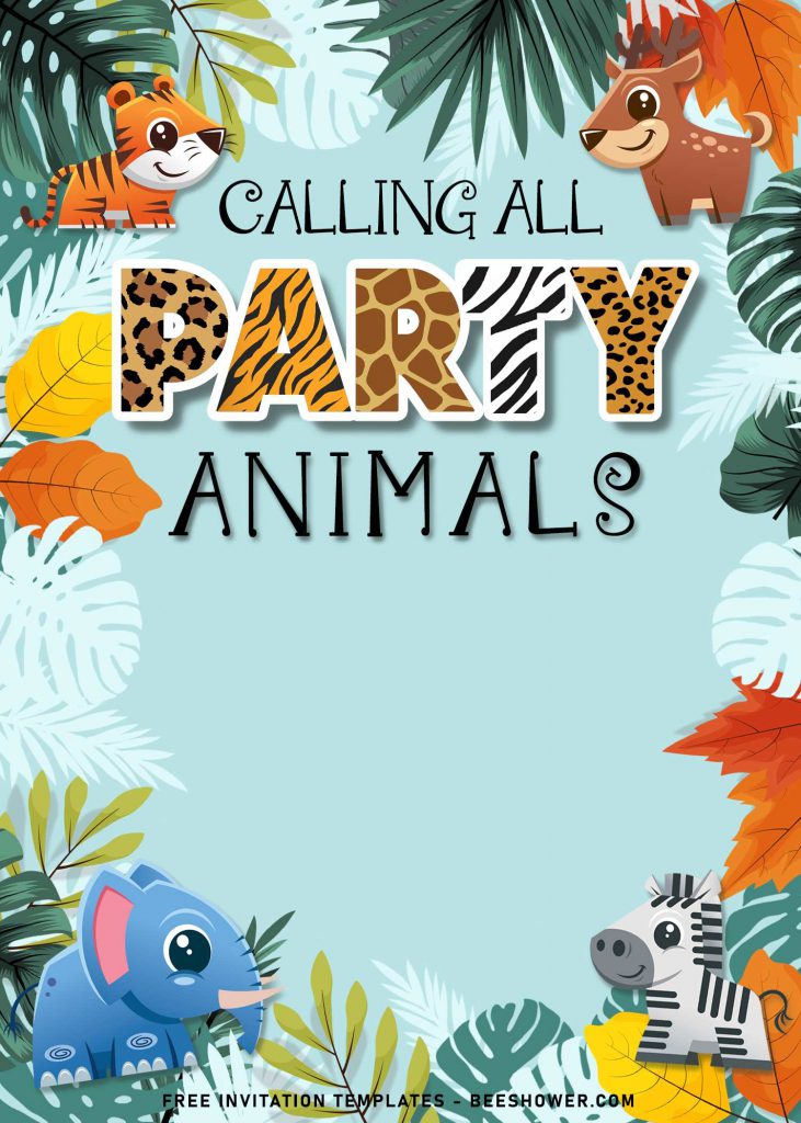 10+ Fun Calling All Party Animals Baby Shower Invitation Templates and has portrait design 