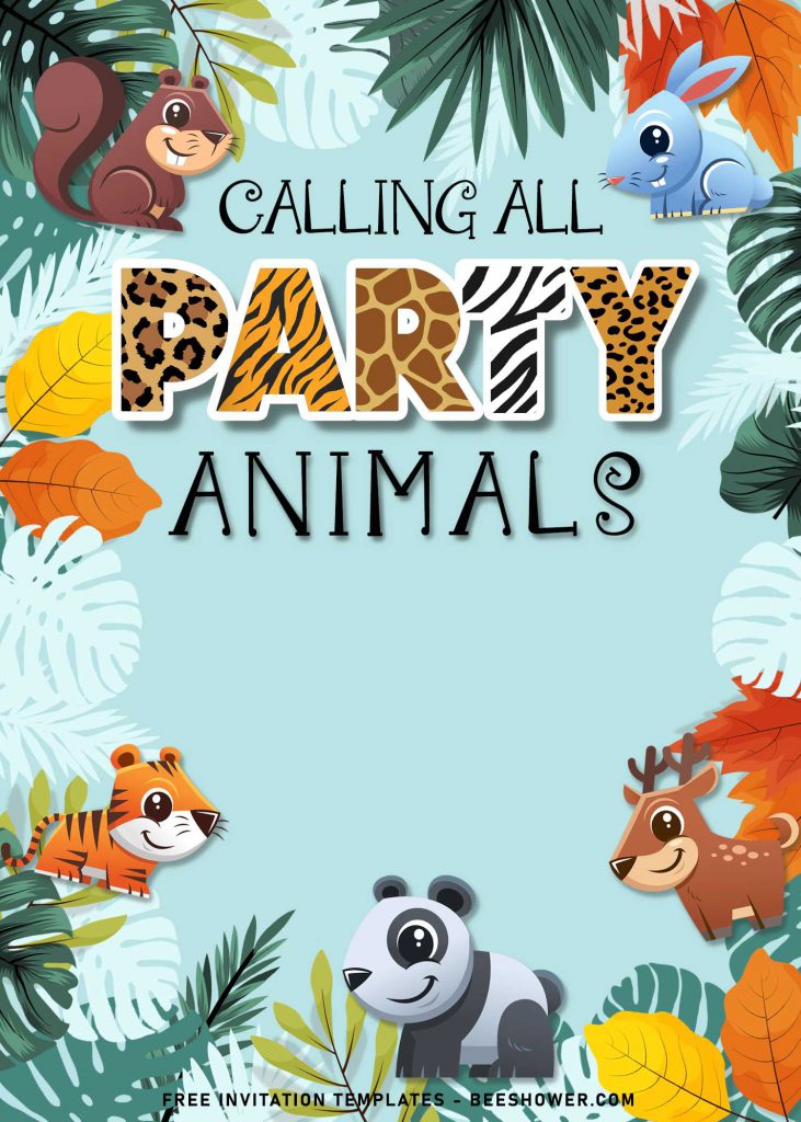 10+ Fun Calling All Party Animals Baby Shower Invitation Templates and has adorable baby fox and deer