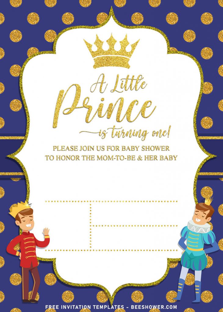 10+ Elegant Gold Glitter Prince Themed Birthday Invitation Templates For Your Kid's Birthday Party and has 