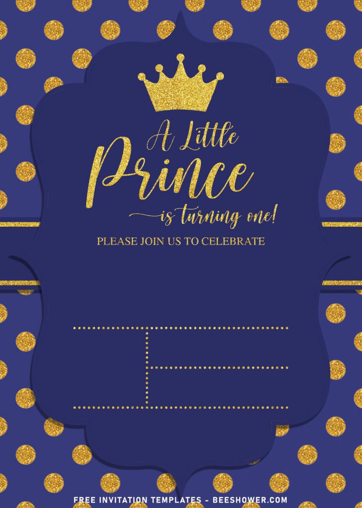 10+ Elegant Gold Glitter Prince Themed Birthday Invitation Templates For Your Kid's Birthday Party and has a little prince wording