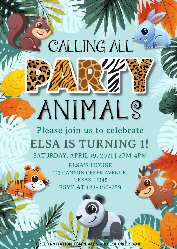 10+ Fun Calling All Party Animals Baby Shower Invitation Templates