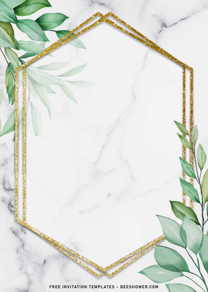 7+ Beautiful Greenery Invitation Templates For Your Garden Inspired Baby Shower Party and it has stunning gold text frame