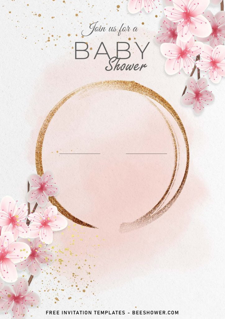 7+ Blush Floral And Gold Baby Shower Invitation Templates and has portrait orientation design