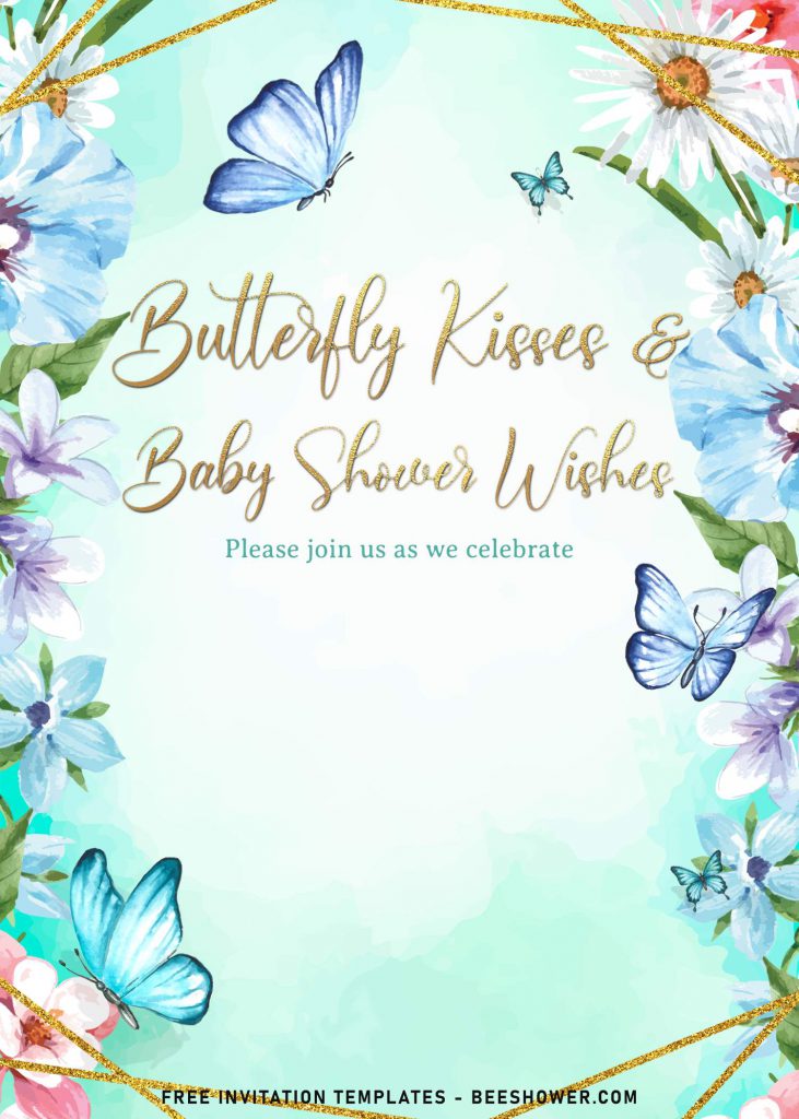 7+ Beautiful Watercolor Butterfly Baby Shower Invitation Templates and has stunning blue watercolor butterflies
