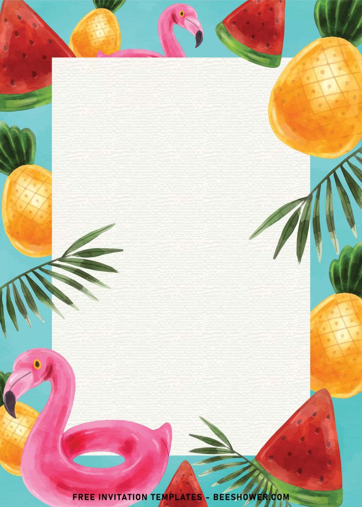 7+ Fun Tropical Summer Birthday Invitation Templates and has palm leaves