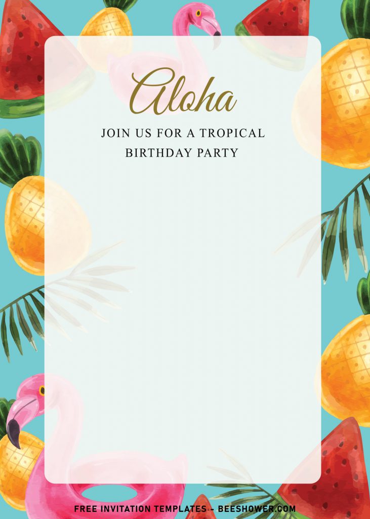 7+ Fun Tropical Summer Birthday Invitation Templates and has white rectangle text box