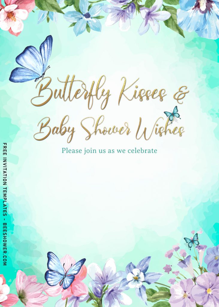 7+ Beautiful Watercolor Butterfly Baby Shower Invitation Templates and has floral border