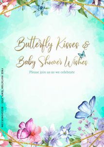 7+ Beautiful Watercolor Butterfly Baby Shower Invitation Templates and has portrait orientation card design