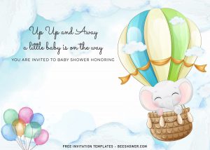 7+ Watercolor Hot Air Balloons Baby Shower Invitation Templates For Your Baby Shower Party and has landscape design