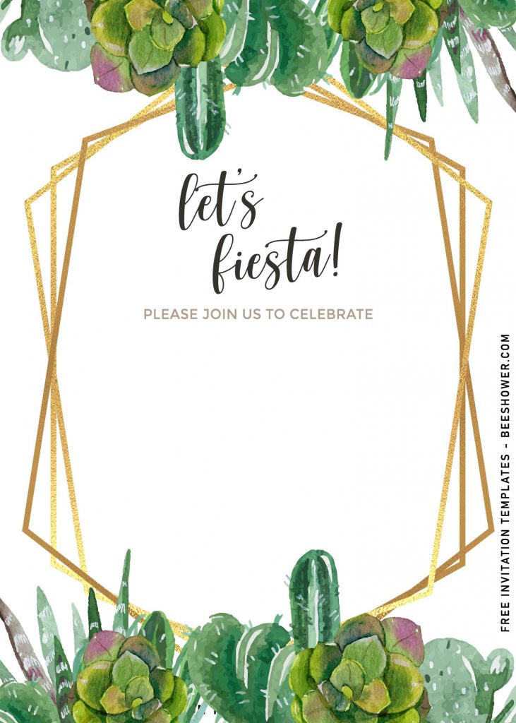 8+ Boho Fiesta Cactus Baby Shower Invitation Templates and has succulent plants in watercolor