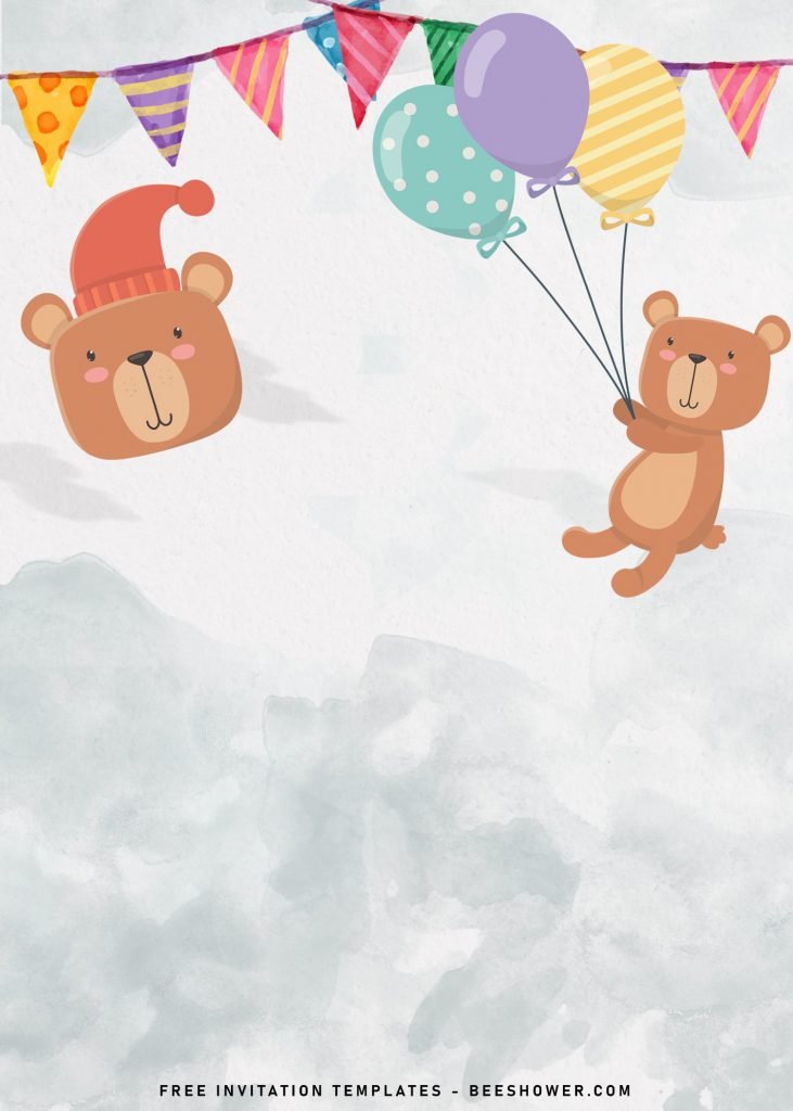7+ Cute Baby Bear Baby Shower Invitation Templates and has cute teddy bear hold balloons