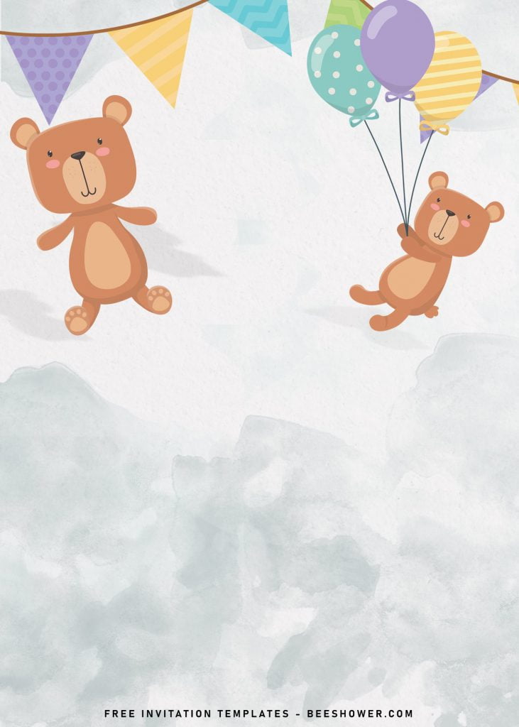 7+ Cute Baby Bear Baby Shower Invitation Templates and has party garland or bunting flags