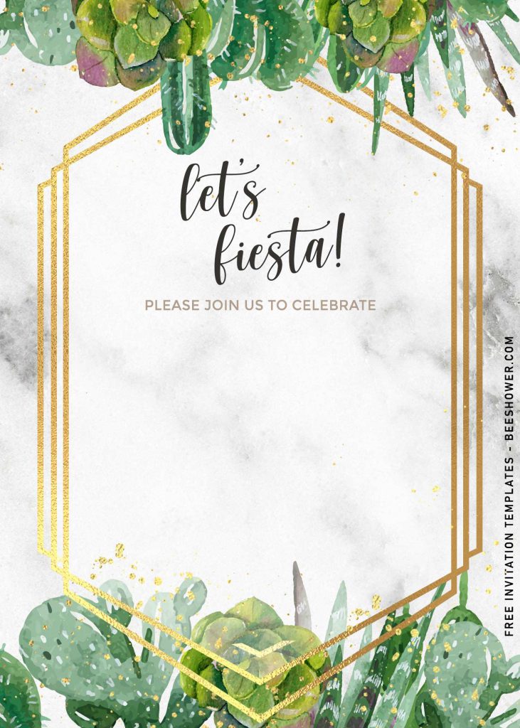 8+ Boho Fiesta Cactus Baby Shower Invitation Templates and has white and black veins marble background