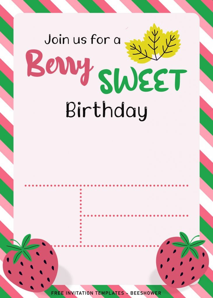8+ Berry Sweet Baby Shower Invitation Templates and has adorable pink and white striped background