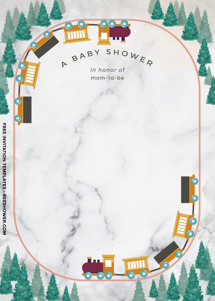 8+ Cute Train Themed Baby Shower Invitation Templates and has portrait orientation card design