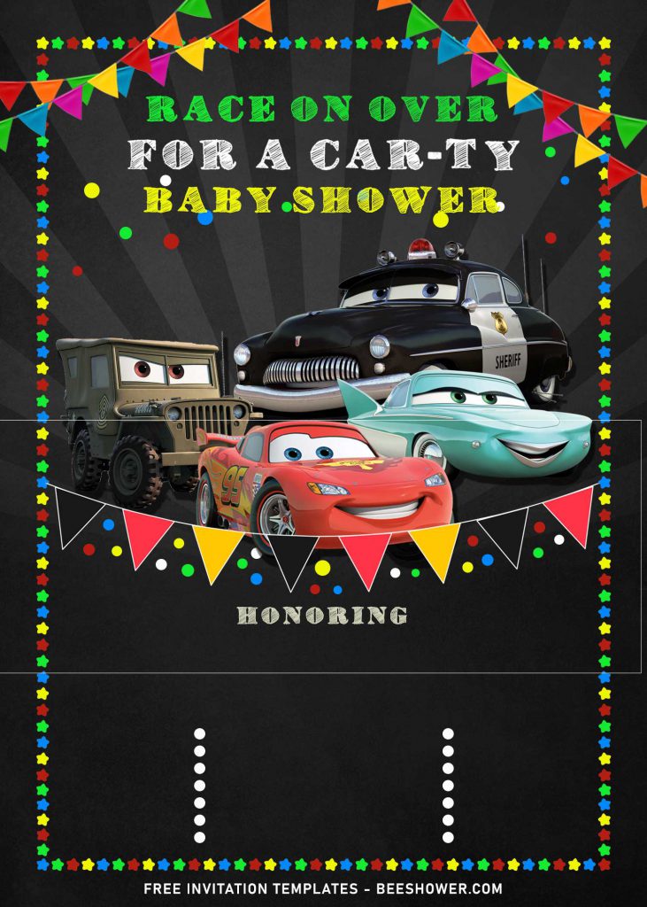 9+ Cool Disney Cars Baby Shower Invitation Templates For Your Baby Shower Party and has Sarge And Sheriff 