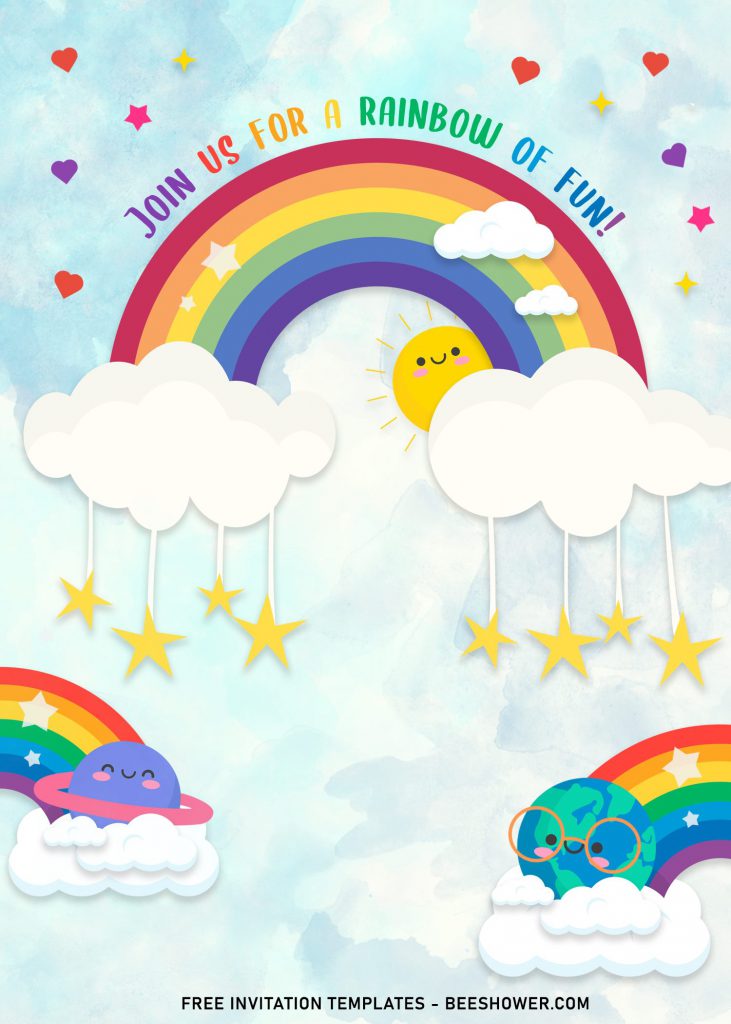 9+ Colorful Rainbow Invitation Card Templates For Your Delightful Baby Shower Party and has Earth