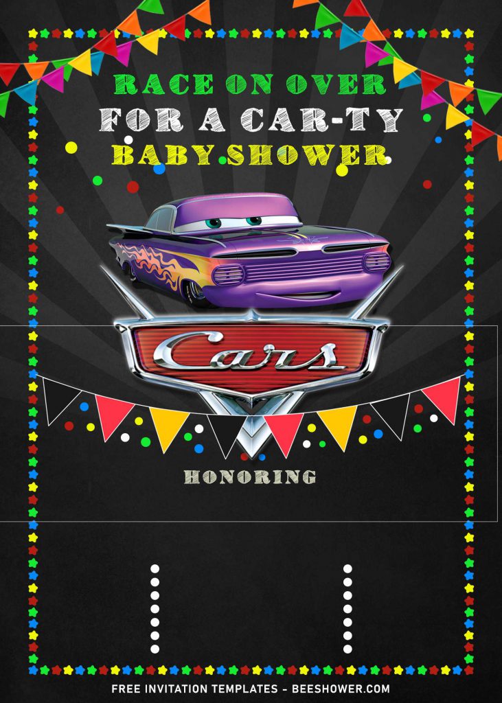 9+ Cool Disney Cars Baby Shower Invitation Templates For Your Baby Shower Party and has colorful border from stars