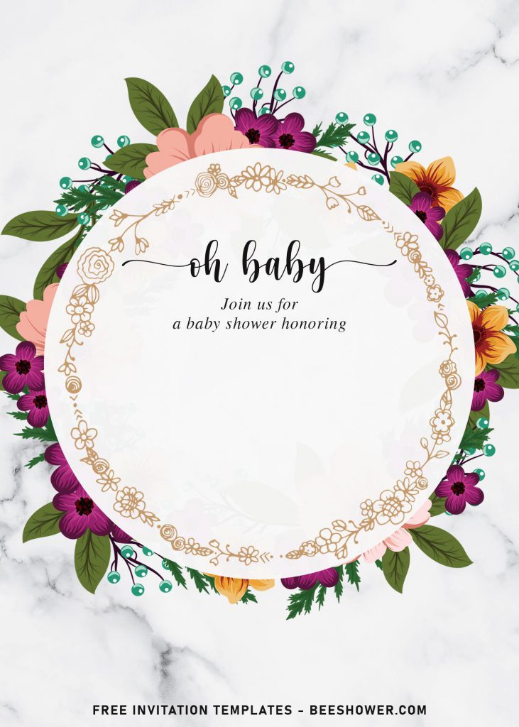 9+ Watercolor Botanical Floral Baby Shower Invitation Templates and has beautiful floral wreath