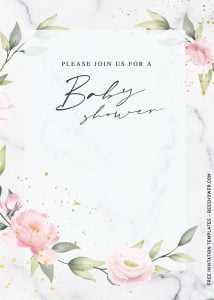 9+ Personalized Greenery Baby Shower Invitation Templates For Your Baby Shower Party and has white and black veins marble style background