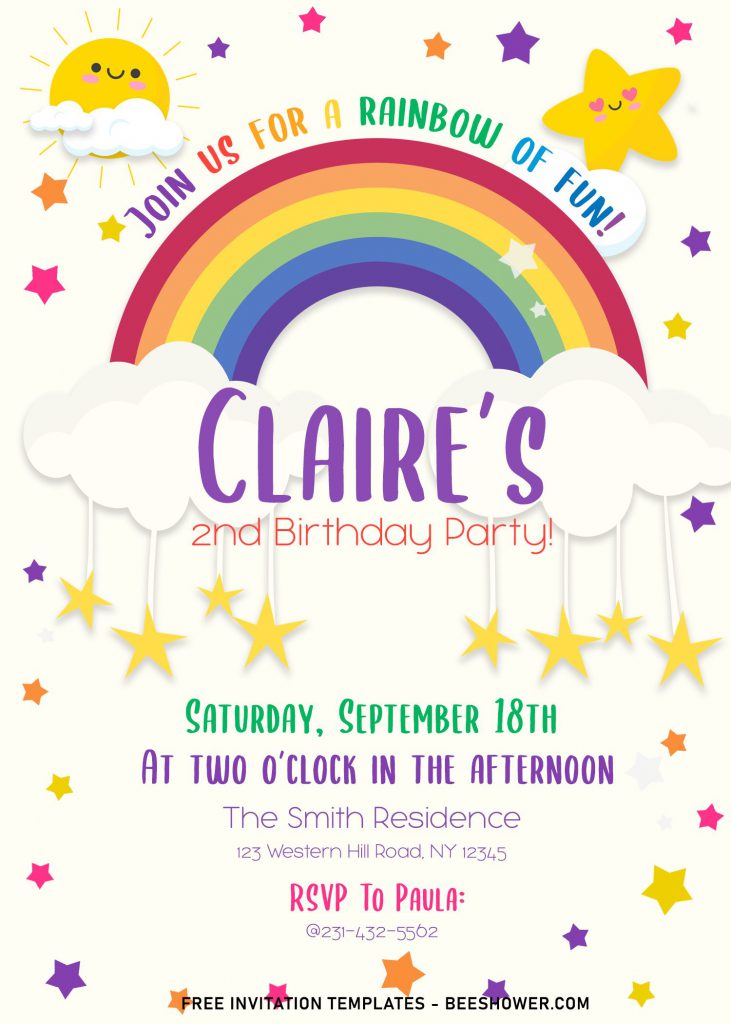 9+ Colorful Rainbow Invitation Card Templates For Your Delightful Baby Shower Party