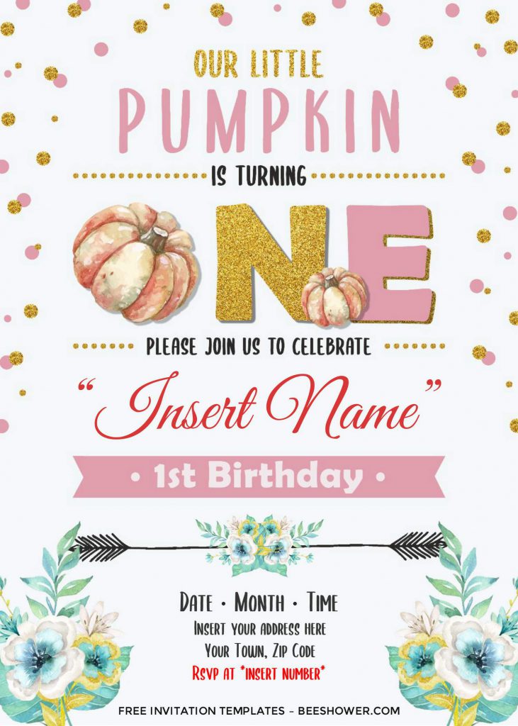 Free Pumpkin Baby Shower Invitation Templates For Word and has portrait orientation design