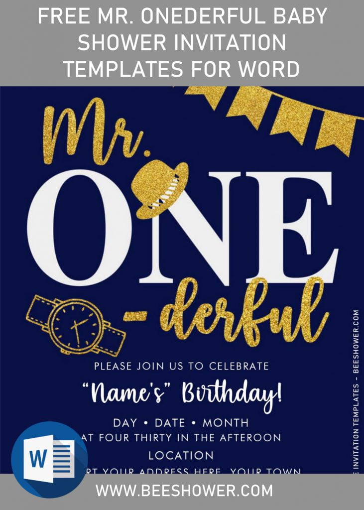 Free Mr. Onederful Baby Shower Invitation Templates For Word