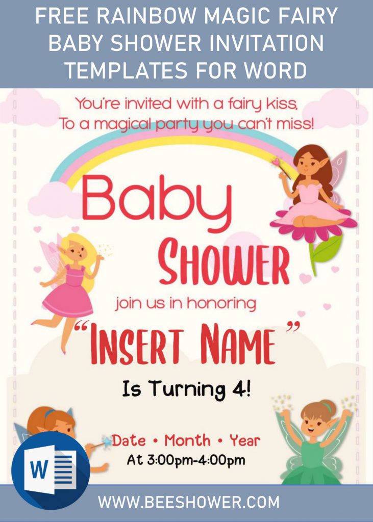 Free Rainbow Magic Fairy Baby Shower Invitation Templates