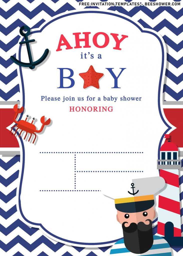11+ Nautical Themed Birthday Invitation Templates For Your Kid’s Birthday Bash and has chevron navy and white pattern
