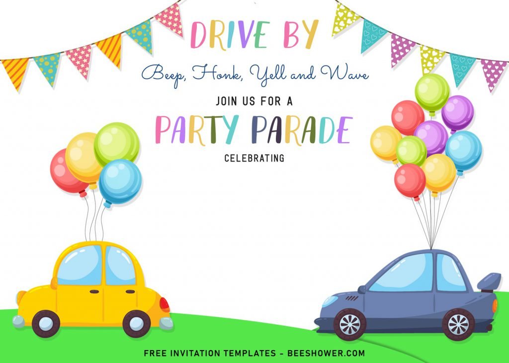 7+ Fun Drive By Parade Birthday Invitation Templates and has 
