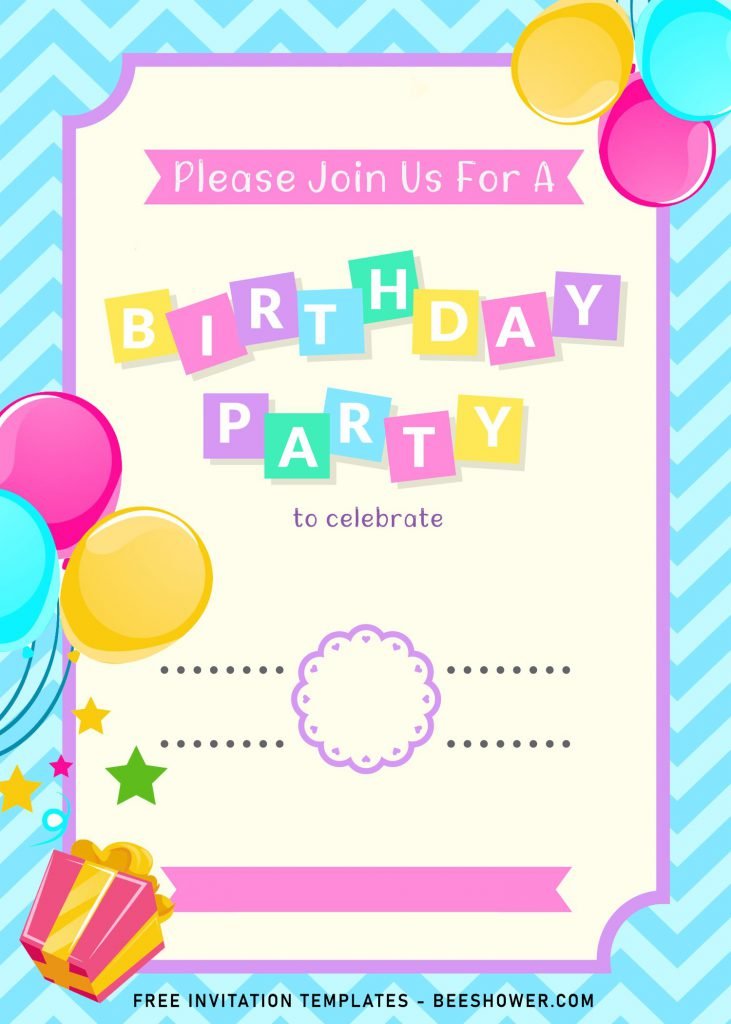 7+ Cute And Fun Birthday Invitation Templates For All Ages and has adorable colorful boxes with birthday party words