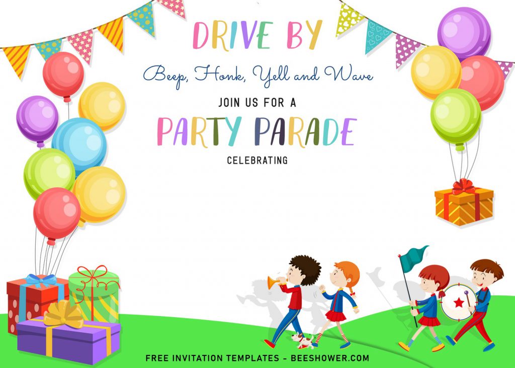 7+ Fun Drive By Parade Birthday Invitation Templates and has Birthday gift boxes