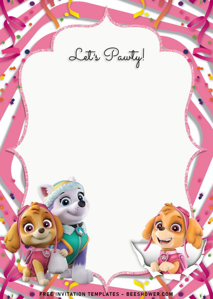 8+ Adorable Skye And Everest Paw Patrol Birthday Invitation Templates and has portrait orientation design