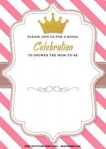8+ Sparkling Gold Glitter Royal Birthday Invitation Templates and has white and pink stripes