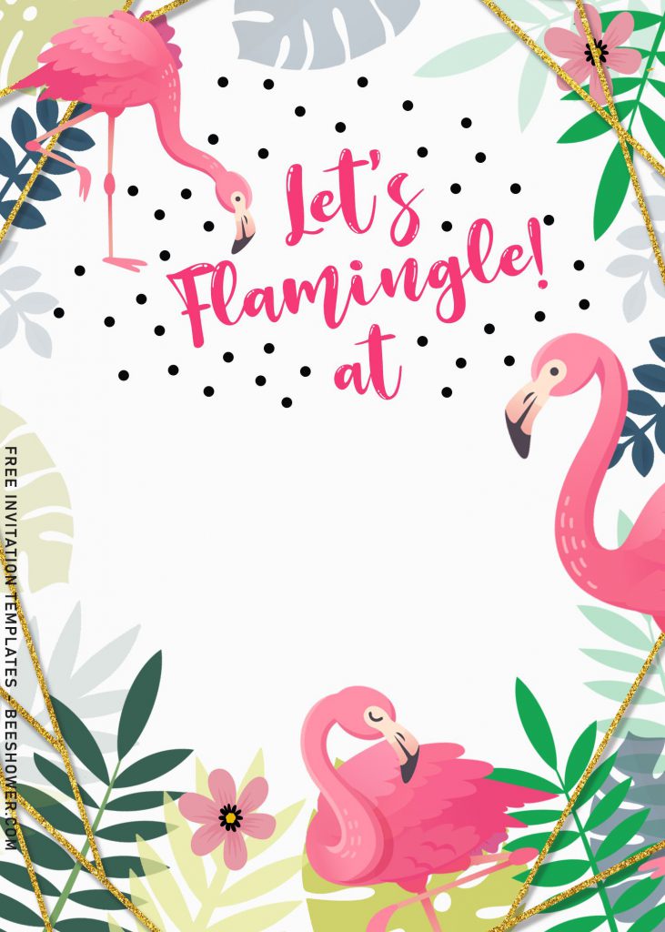 9+ Flamingle Baby Shower Invitation Templates and has Gold glitter geometric pattern